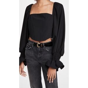 Amanda Uprichard 'Priscilla' Black Polyester Top Size M